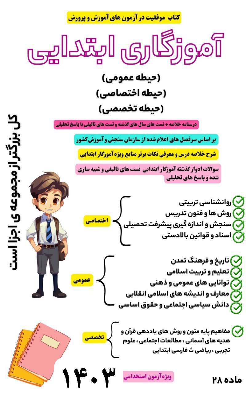 دانلود پکیج سوالات آزمون استخدامی آموزگار ابتدایی